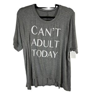Fifth Sun Cant Adult Today Graphic Tee Gray Viscose Blend High Low T-Shirt Sz M